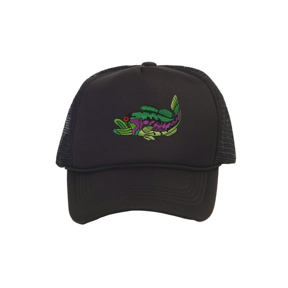 Men's Fishing Cap Outdoor Bass Fisherman Trucker Hat, Black