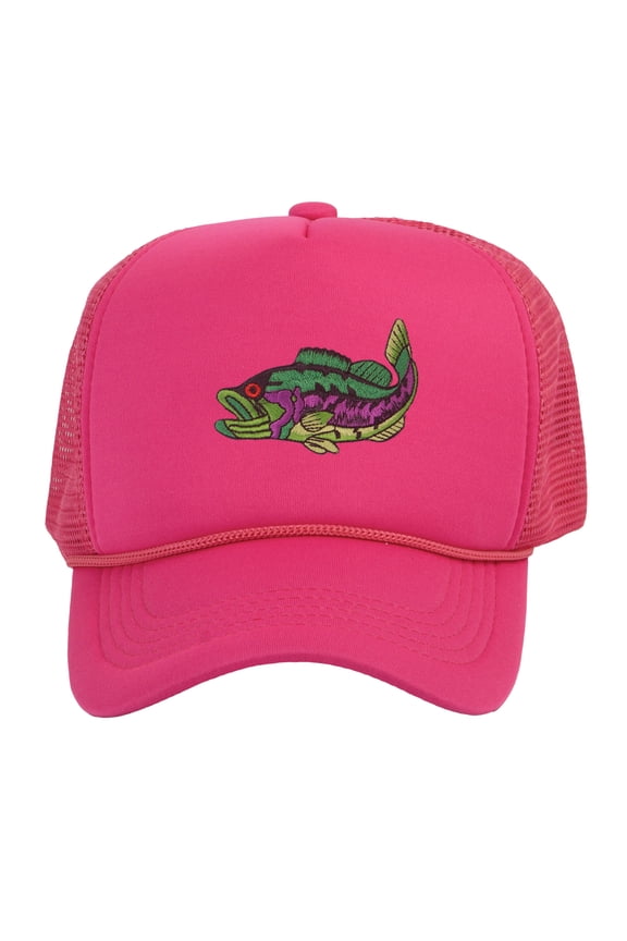 Men's Fishing Cap Outdoor Bass Fisherman Trucker Hat, Hot Pink