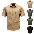 thumbnail image 1 of Men's Fishing Shirt Tactical Button Down Short Sleeve Work Shirt with Pockets Breathable Sun Protection for Hiking Casual Outdoor Plus Size, 1 of 4