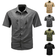 thumbnail image 1 of Men's Fishing Shirt Tactical Button Down Short Sleeve Work Shirt with Pockets Breathable Sun Protection for Hiking Casual Outdoor Plus Size, 1 of 4