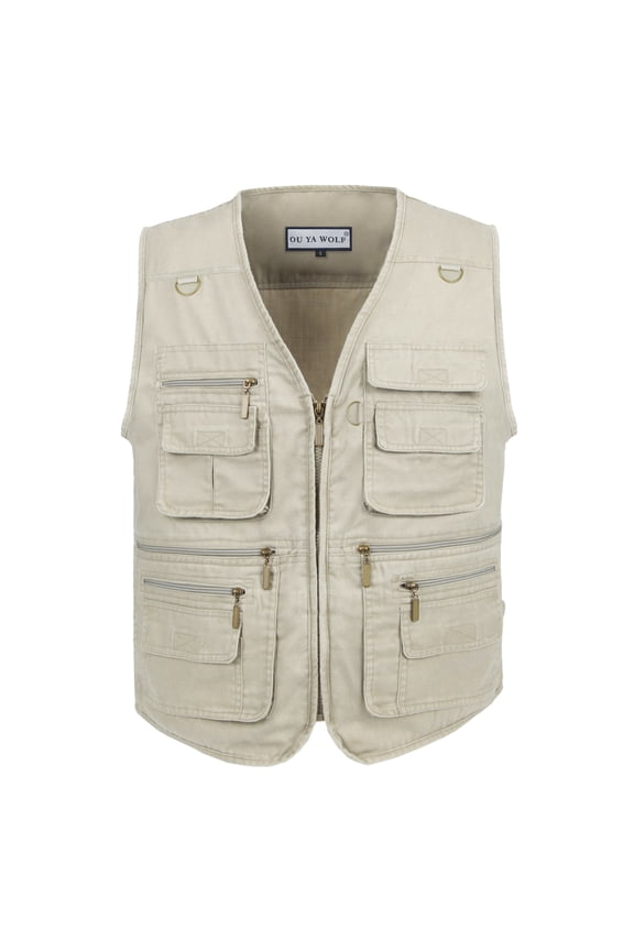 Men's Fishing Stone Washed Multi Pockets Casual Work Utility Travel Hunting Cargo Vest