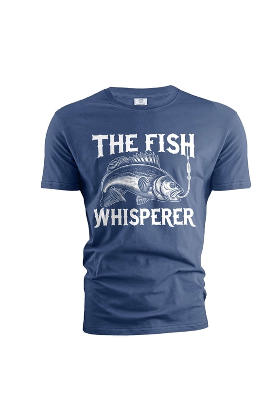 Men's Fishing T-shirt Funny Fishing whisperer Grandpa dad Husband Father's day outdoors tee (3X-Large Navy Blue)