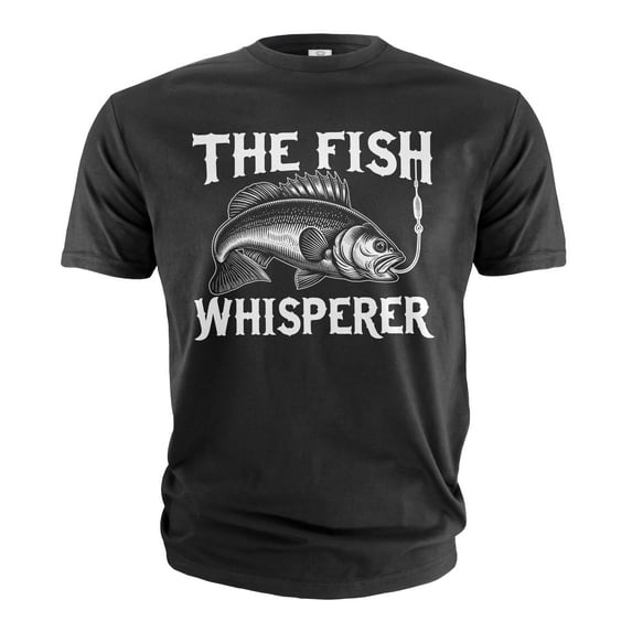 Men's Fishing T-shirt Funny Fishing whisperer Grandpa dad Husband Father's day outdoors tee (4X-Large Black)