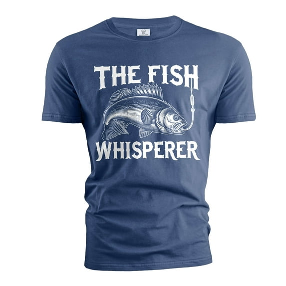 Men's Fishing T-shirt Funny Fishing whisperer Grandpa dad Husband Father's day outdoors tee (4X-Large Navy Blue)