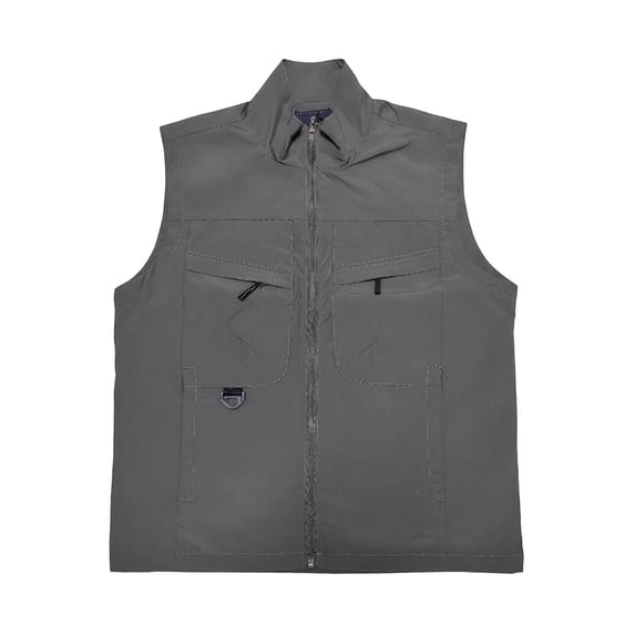 Men's Fishing Vest Outdoor Lightweight Fishing Work Photo Safari Cargo Vest Grey XS