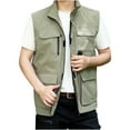 thumbnail image 1 of Men's Fishing Vest Outdoor Work Quick-Dry Hunting Zip Cargo Jacket Lightweight Travel Waistcoat with Multi Pockets (Medium, Khaki), 1 of 1