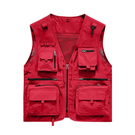 Men’s Fishing Vest, Utility Cargo Multi Pockets Outdoor Lightweight Sleeveless Jacket for Photography Work Hiking, 2XL