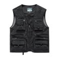 thumbnail image 1 of Men's Fishing Vest, Utility Safari Travel Vest, Men's Mesh Fishing Vest Multi Pockets Photography Outdoor Jacket with Pockets Outdoor Work Fly Summer Vest - Size L - Black, 1 of 10