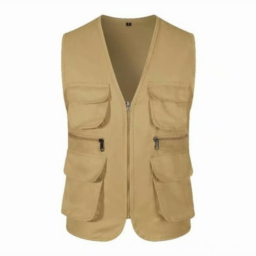 Men's Fishing Vest Utility Safari Travel Vest with Pockets Outdoor Work Photo Cargo Fly Summer Vest