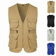 thumbnail image 1 of Men's Fishing Vest Zip Front Sleeveless Jacket Cargo Vest Jacket Multi Pockets for Summer Travel Outdoor Work Photo Cargo White 2Xl by Awwp, 1 of 4