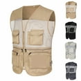 thumbnail image 1 of Men's Fishing Vest with Multi Pockets Cargo Vest Jacket Multi Pockets for Summer Travel Outdoor Work Photo Cargo Fly Summer Vest Black L by Awwp, 1 of 3