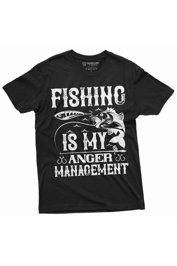 Men's Fishing anger management T-shirt Fisherman fishing hobby funny gift tee shirt (Large Black)