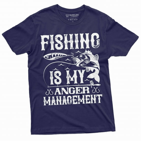 Men's Fishing anger management T-shirt Fisherman fishing hobby funny gift tee shirt (Large Navy Blue)