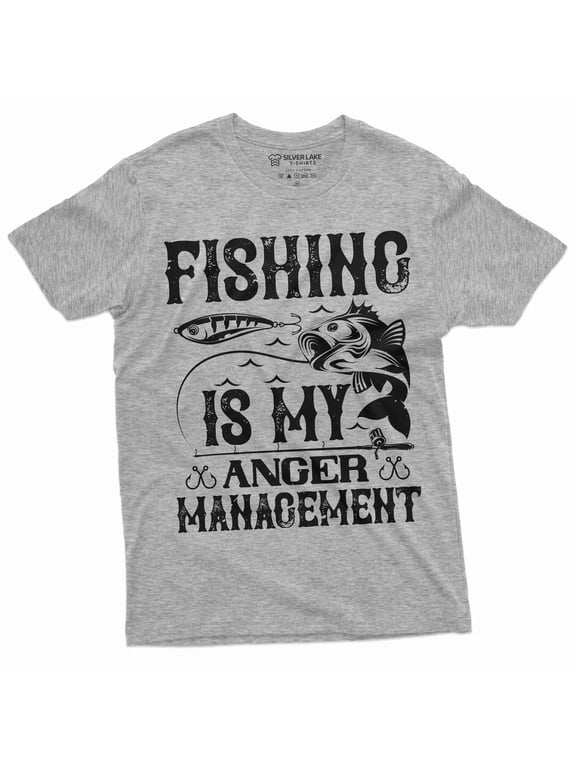 Men's Fishing anger management T-shirt Fisherman fishing hobby funny gift tee shirt (X-Large Grey)