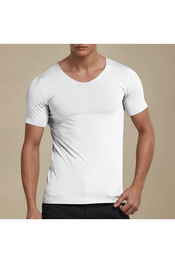 Men's Fit Crew Neck T Shirt Soft Casual Wear Breathable Everyday Top, XL, White