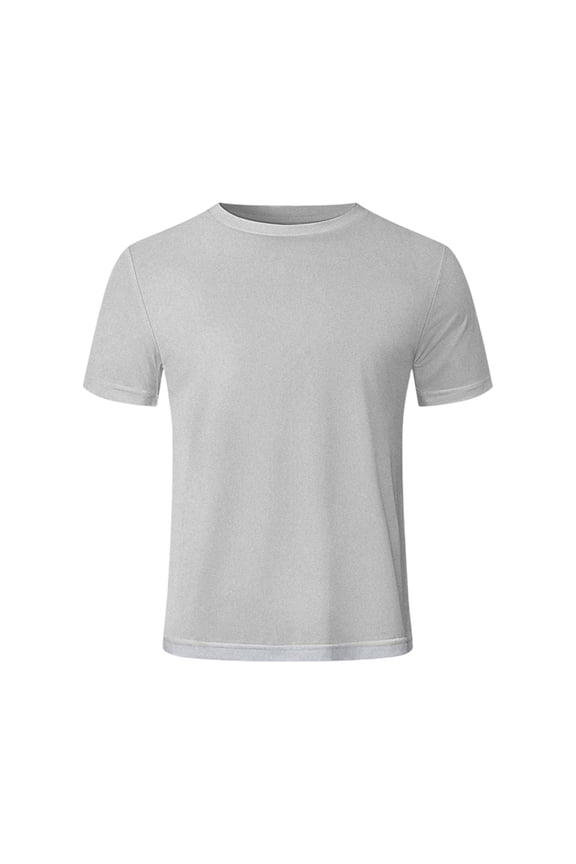 Men's Fitness Casual Breathable Slim-Fit Base Layer Running Gym T-Shirt Soft Moisture-Wicking Fabric All-Season Active Tees,Light Gray,M