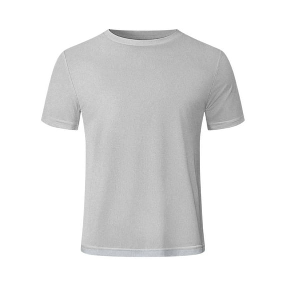 Men's Fitness Casual Breathable Slim-Fit Base Layer Running Gym T-Shirt Soft Moisture-Wicking Fabric All-Season Active Tees,Light Gray,XXL