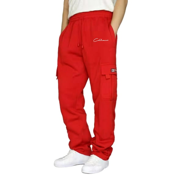 Men Sweatpants Male Fitness Running Trousers Drawstring Loose Waist Solid Color Pocket Loose Sweatpants Sweatpants Set For Man