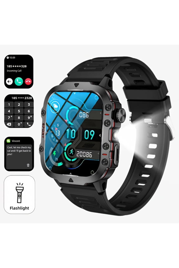 Men's Fitness Smart Watch, 2. 01-inch IPS HD Screen, Wireless Calling, Message Push, 100+ Sports Modes, Sleep Monitoring, Weather, Camera/Music Control, Compatible with iPhone/Android Phones