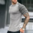thumbnail image 1 of Men's Fitness Suit Round Neck Pullover Color Blocked Top Short Sleeved Top Round Neck Top/shirt Set Discount Deals Gray, XL, 1 of 4
