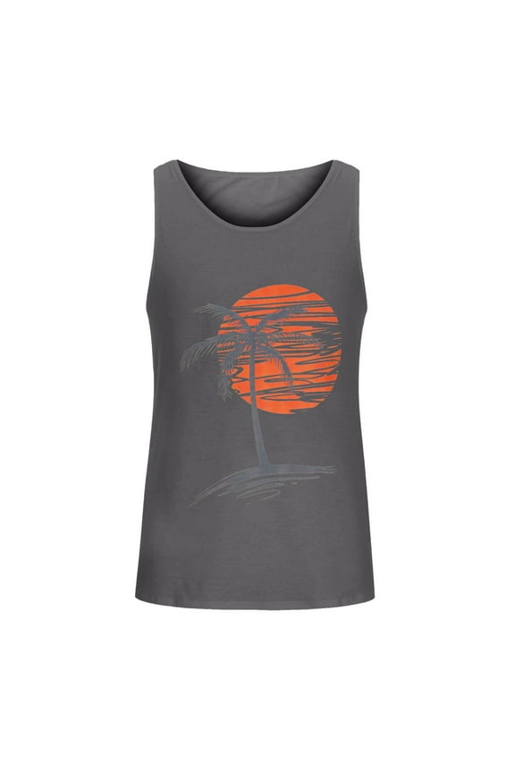Men's Fitness Tanks Tops Palm Tree Vintage Cool Sleeveless T Shirt Muscle Shirt for Workout Gym Jogging