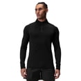thumbnail image 1 of Men's Fitness Tops Elasticity Slim Fit Quarter Zip Long Sleeved Tops Black L, 1 of 8