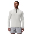 thumbnail image 1 of Men's Fitness Tops Elasticity Slim Fit Quarter Zip Long Sleeved Tops White XS, 1 of 9