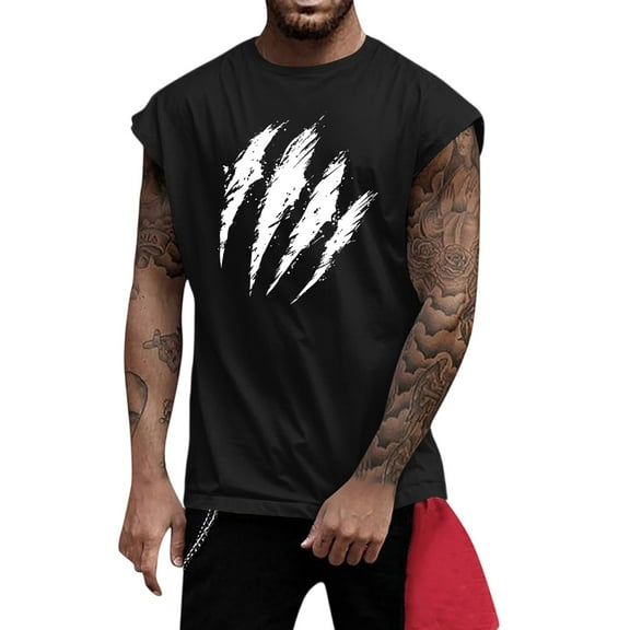 Men's Fitness Vest with Wide Shoulder Design - Patriotic Printed Slimming Waistcoat for Gym & Outdoor Sports - Moisture-Wicking & Comfortable,Black M