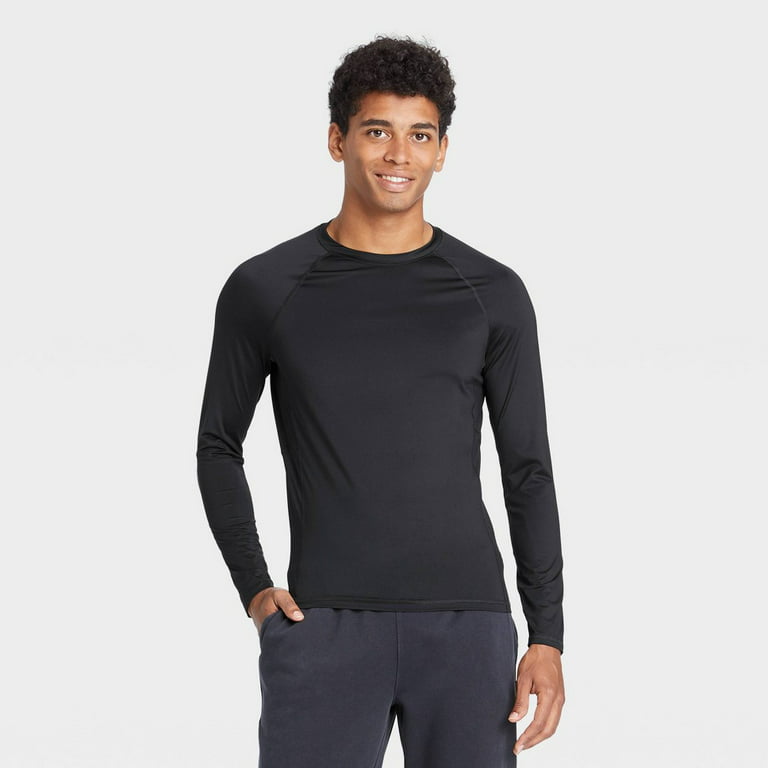 Men's Fitted Long Sleeve T-Shirt - All in Motion Black L 