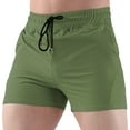 thumbnail image 1 of Men's Fitted Shorts Bodybuilding Gym Running Tight Lifting Shorts Olive Green, 1 of 4