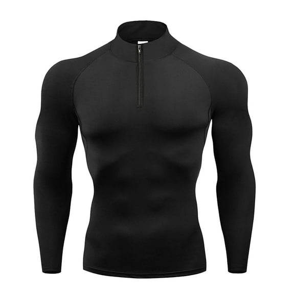Men's Fitted Stretch Long Sleeve T Shirt Gym Running Cycling Slim Breathable Athletic Workout Shirt for Sports and Fitness Mens Casual Crew Neck Basic Tees