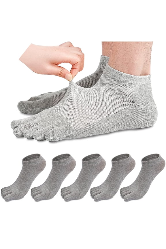 Men's Five Finger Socks Low Cut Toe Socks Breathable Non Slip Invisible Liner Cotton Socks For Summer Casual Sports Running Hiking Mens Toe Pairs Comfortable Soft Mens Socks 5 Pairs