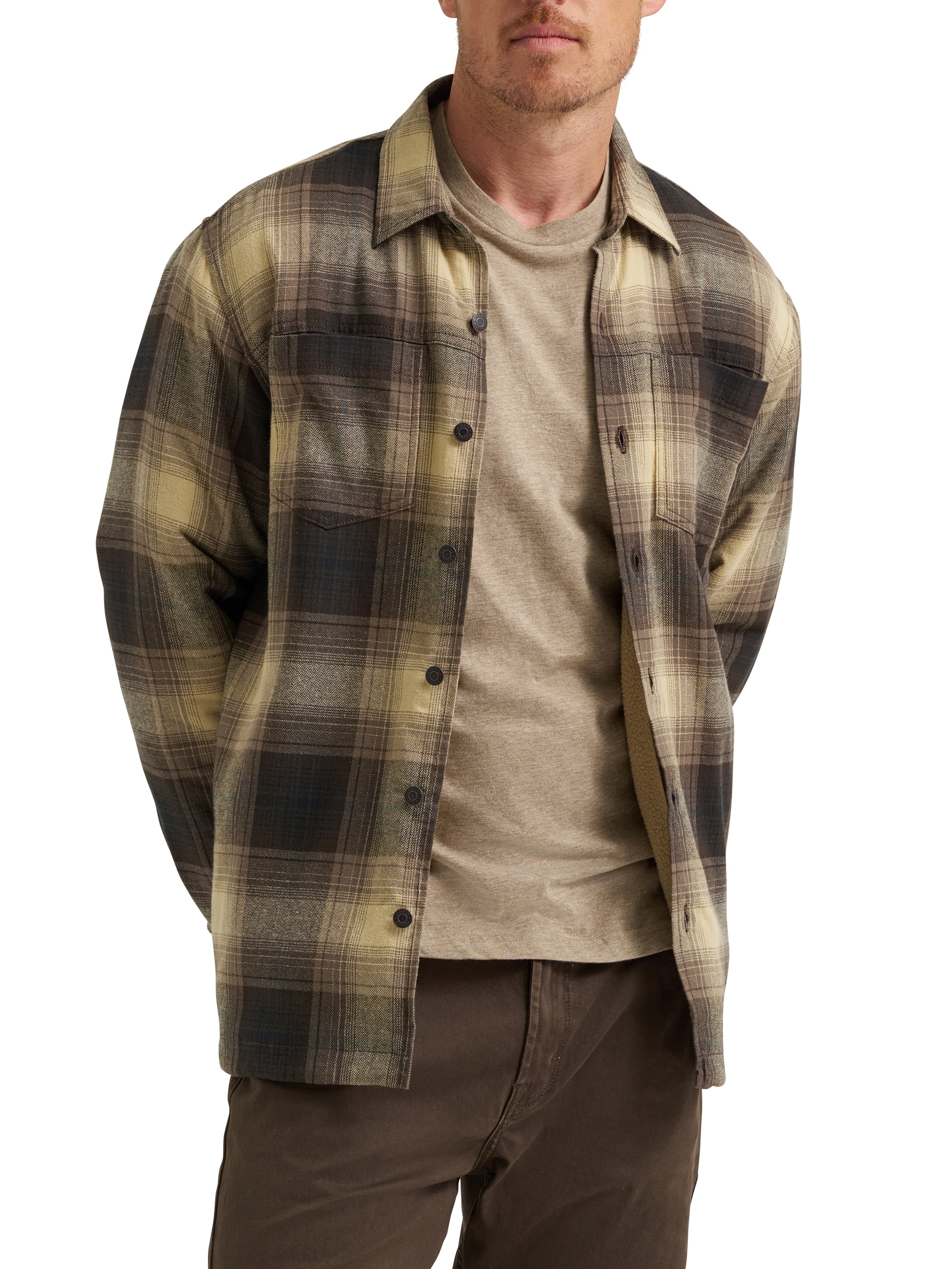 Wrangler® Men's and Big Men's Long Sleeve Sherpa Heavyweight Shirt Jacket (S-5XL)