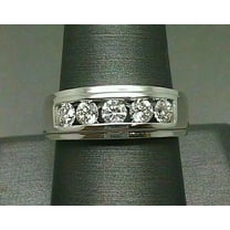 Men's Five Stone Wedding Band Ring 14K White Gold Plated 2.19Ct Round Cut Diamond -6