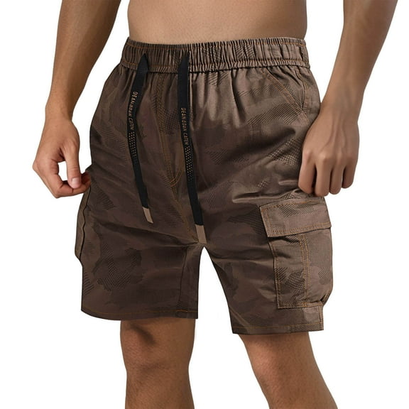 Men's Five Work Pants Plus Size Youth Shorts Loose Fit, Drawstring Waist, and Pockets