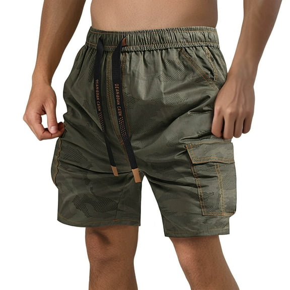 Men's Five Work Pants Plus Size Youth Shorts Loose Fit, Drawstring Waist, and Pockets