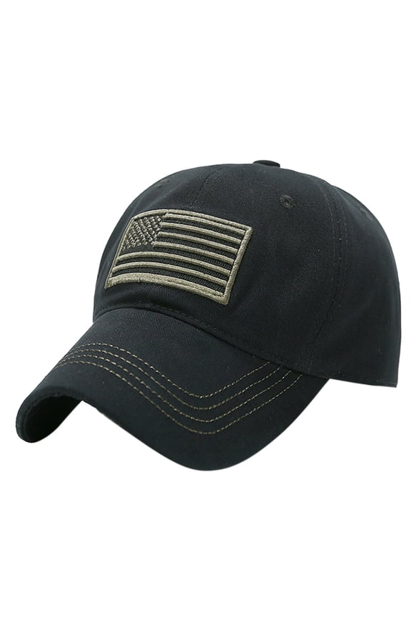 Men's Flag Embroidery Baseball Cap Lightweight Breathable Adjustable Trucker Hat Black One Size