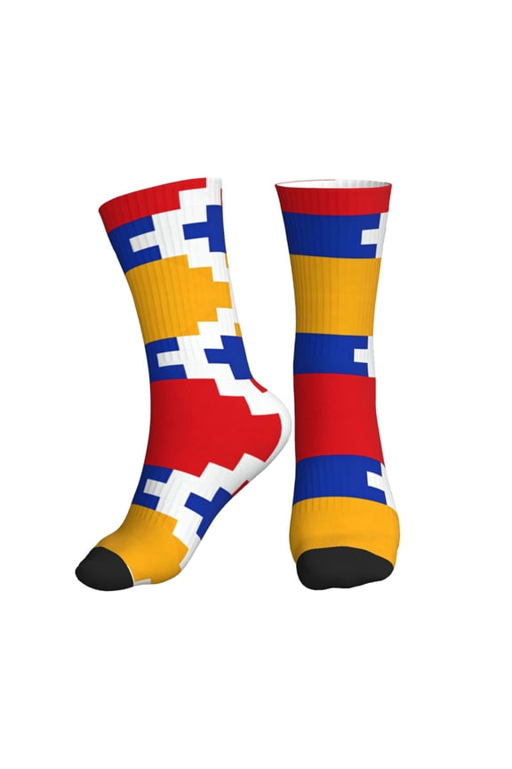 Men's Flag Of Artsakh Novelty Athletic Socks Women's Digital Printing Funky Patterned Crew Socks
