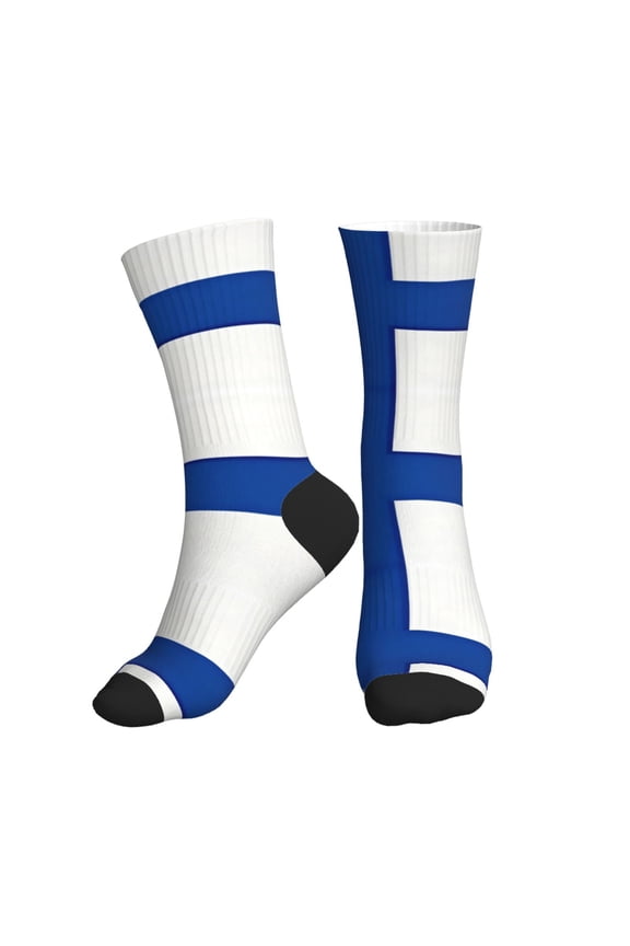 Men's Flag Of Finland Novelty Athletic Socks Women's Digital Printing Funky Patterned Crew Socks