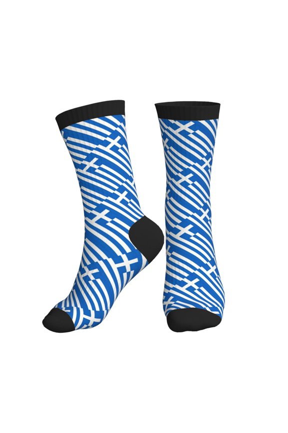 Men's Flag Of Greece Novelty Athletic Socks Women's Digital Printing Funky Patterned Crew Socks