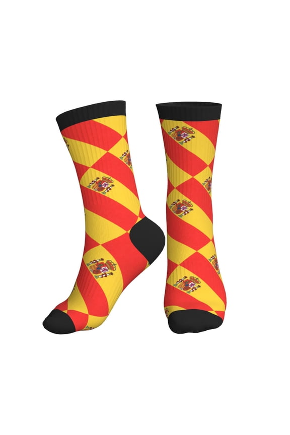 Men's Flag Of Spain Novelty Athletic Socks Women's Digital Printing Funky Patterned Crew Socks