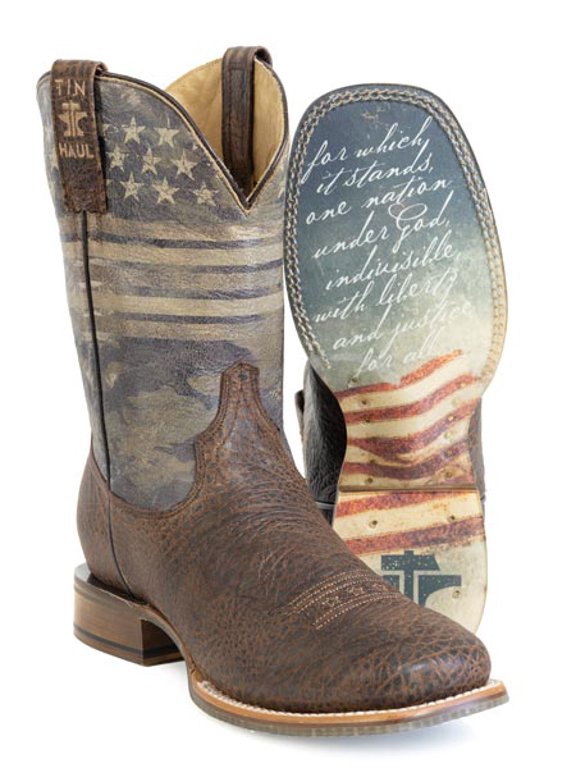 Men's Flag Of The Proud Boots With Pledge Of Allegiance Sole Handmade