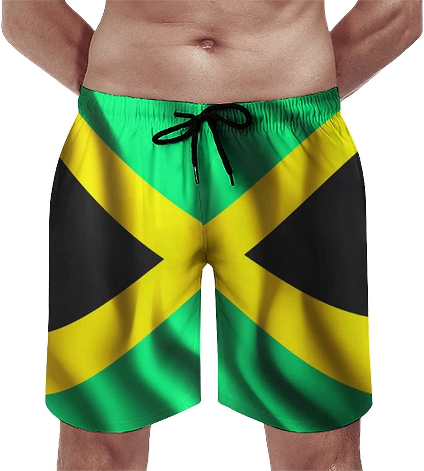 Men's FlagofJamaicaWave Swim Trunks Quick Dry Bathing Suit Casual