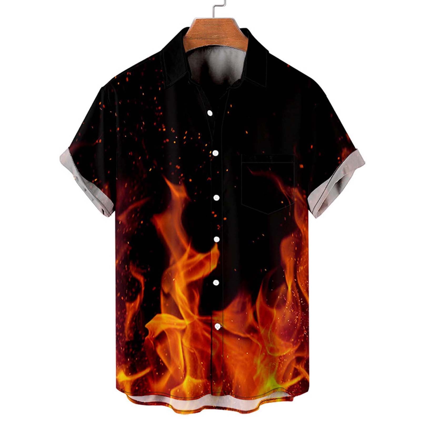 3D printed dazzling flame short-sleeved T-shirt