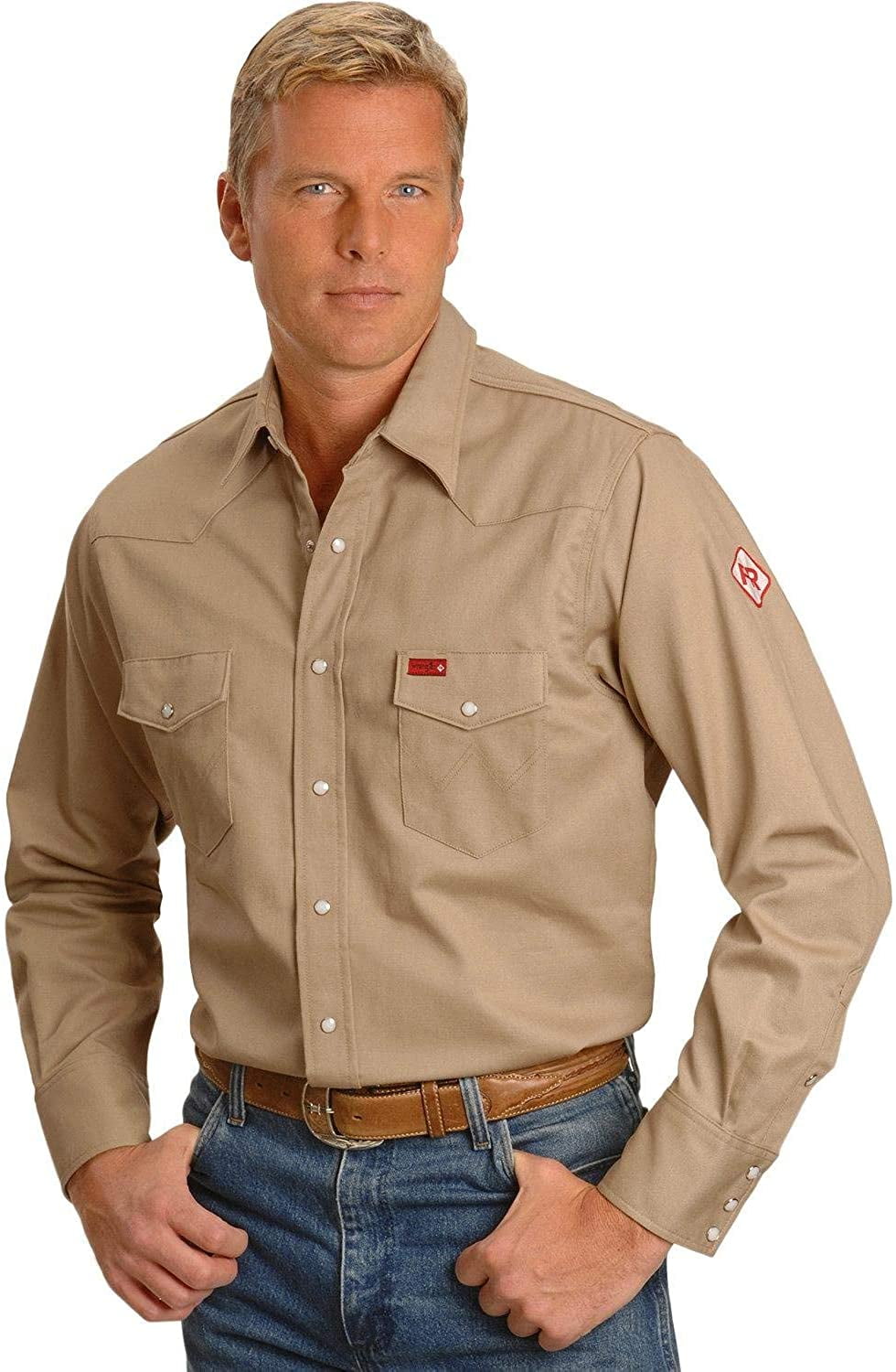 flame resistant wrangler khaki work shirts