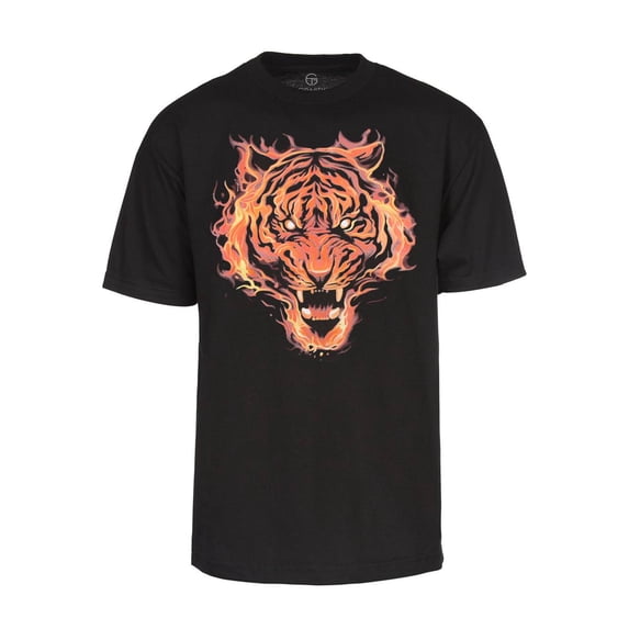 Men's Flaming Tiger Short-Sleeve T-Shirt - Black - Large