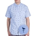 thumbnail image 1 of Men’s Flamingo Print Button Down Shirt – Tropical Short Sleeve Casual Vacation Party Top, 1 of 7