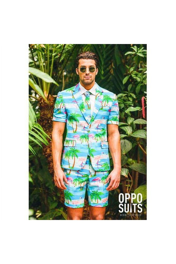 OSUM-0007-EU48 Summer Flaminguy 3 Piece Novelty Occasion Suits for Men, US Size 38