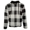 thumbnail image 1 of Men's Flannel Hoodie Sherpa Fleece Lined Plaid Zip Up Lightweight Jacket Casual, Light Grey, L, 1 of 2