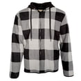 thumbnail image 1 of Men's Flannel Hoodie Sherpa Fleece Lined Plaid Zip Up Lightweight Jacket Casual, Light Grey, S, 1 of 7